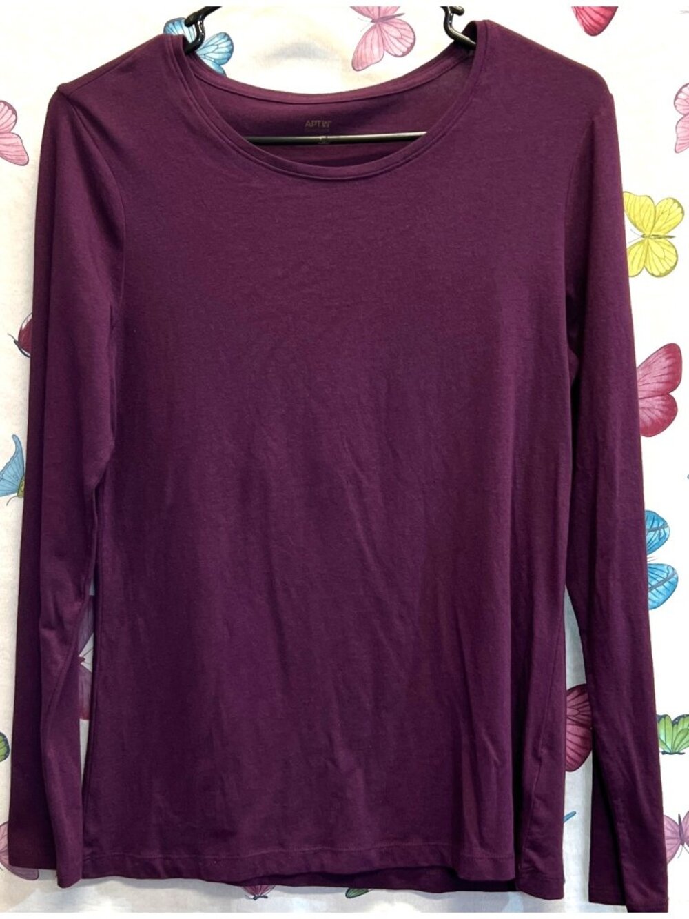 Apt 9 Purple Long Sleeve Womens Crew Neck T-Shirt Large